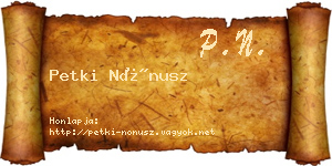 Petki Nónusz névjegykártya